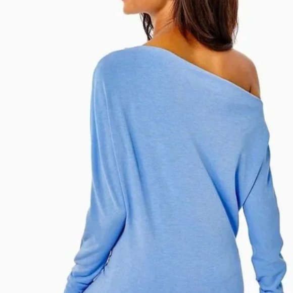 NWOT Lilly Pulitzer Sheera Off the Shoulder Blue Top (small) - Picture 6 of 8